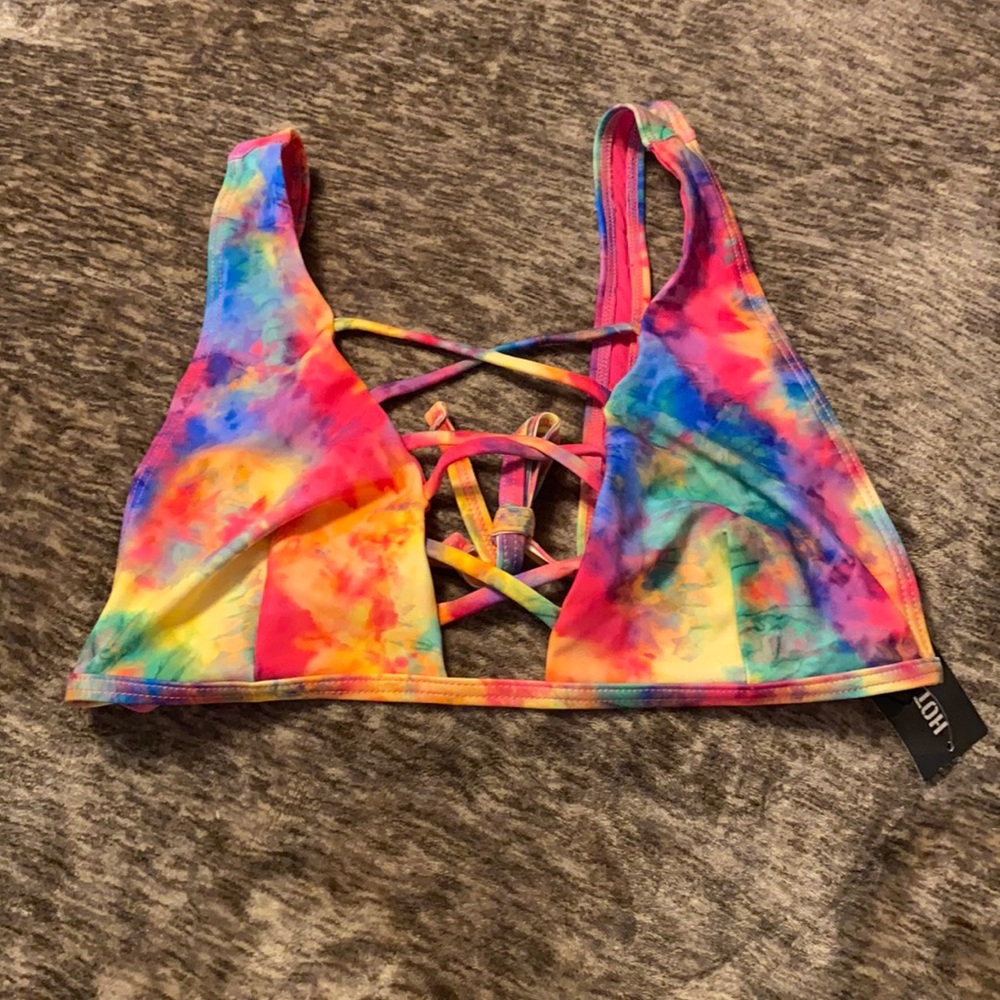 Rainbow Tie Dye Swim Top Hot Topic - Picture 4 of 5